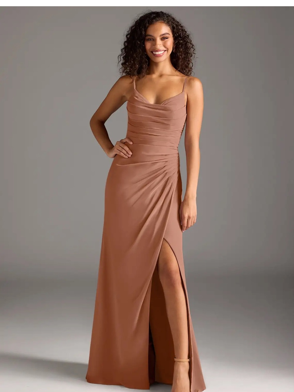 Azazie Deanda Dress Stetch Satin Bronzer